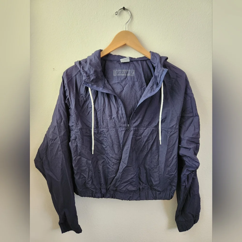 Spalding Women's Retro Popover Hoodie Sportswear Athleisure Navy Blue Size Large